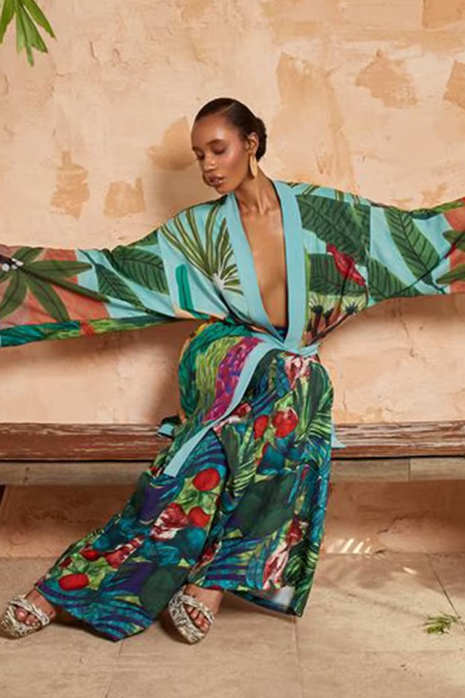 Selva Encantada Εμπριμέ Κιμονό | Γυναικεία Ρούχα - Beachwear - Loungewear | Selva Encantada Multicolor Print Kimono