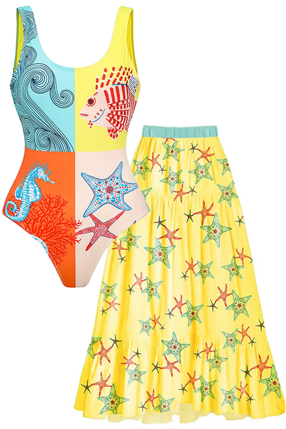 Coral Coast Ολόσωμο Μαγιό και Παρεό Σετ | Μαγιό - Μπικίνι- Swimwear | Coral Coast One Piece Swimwear and Pareo Skirt Set