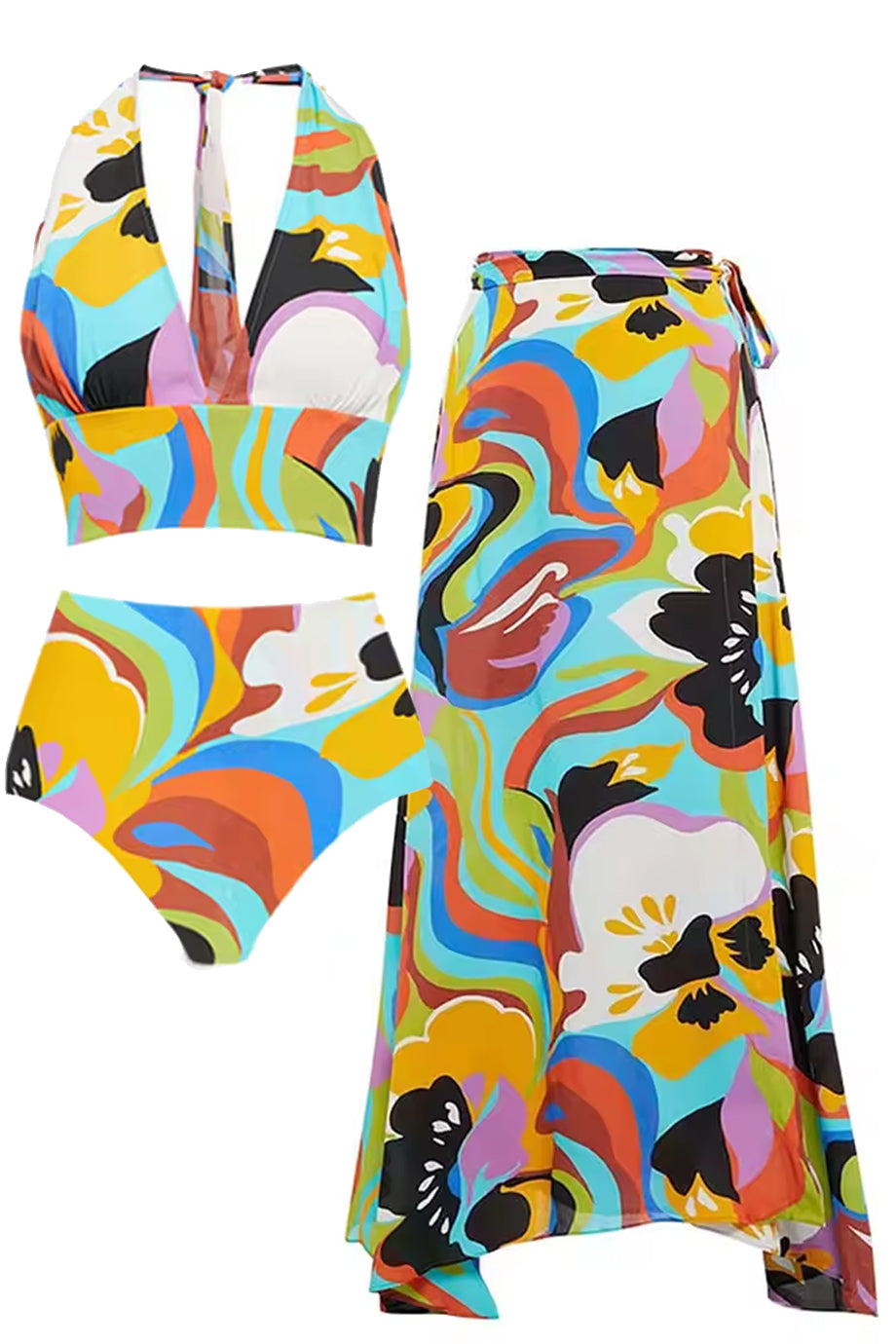 Bahía Bonita Μπικίνι Μαγιό και Παρεό Σετ | Μαγιό - Μπικίνι - Swimwear Bikini | Bahía Bonita Halter Bikini and Pareo Set