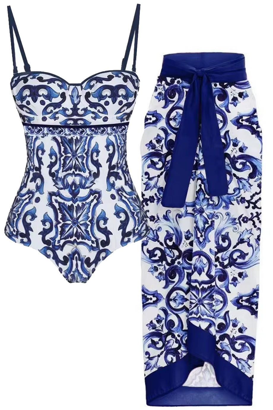 Aegean Glow Ολόσωμο Μαγιό και Παρεό Σετ | Μαγιό - Ολόσωμα - Swimwear One Piece | Aegean Glow One Piece Swimsuit and Pareo Set