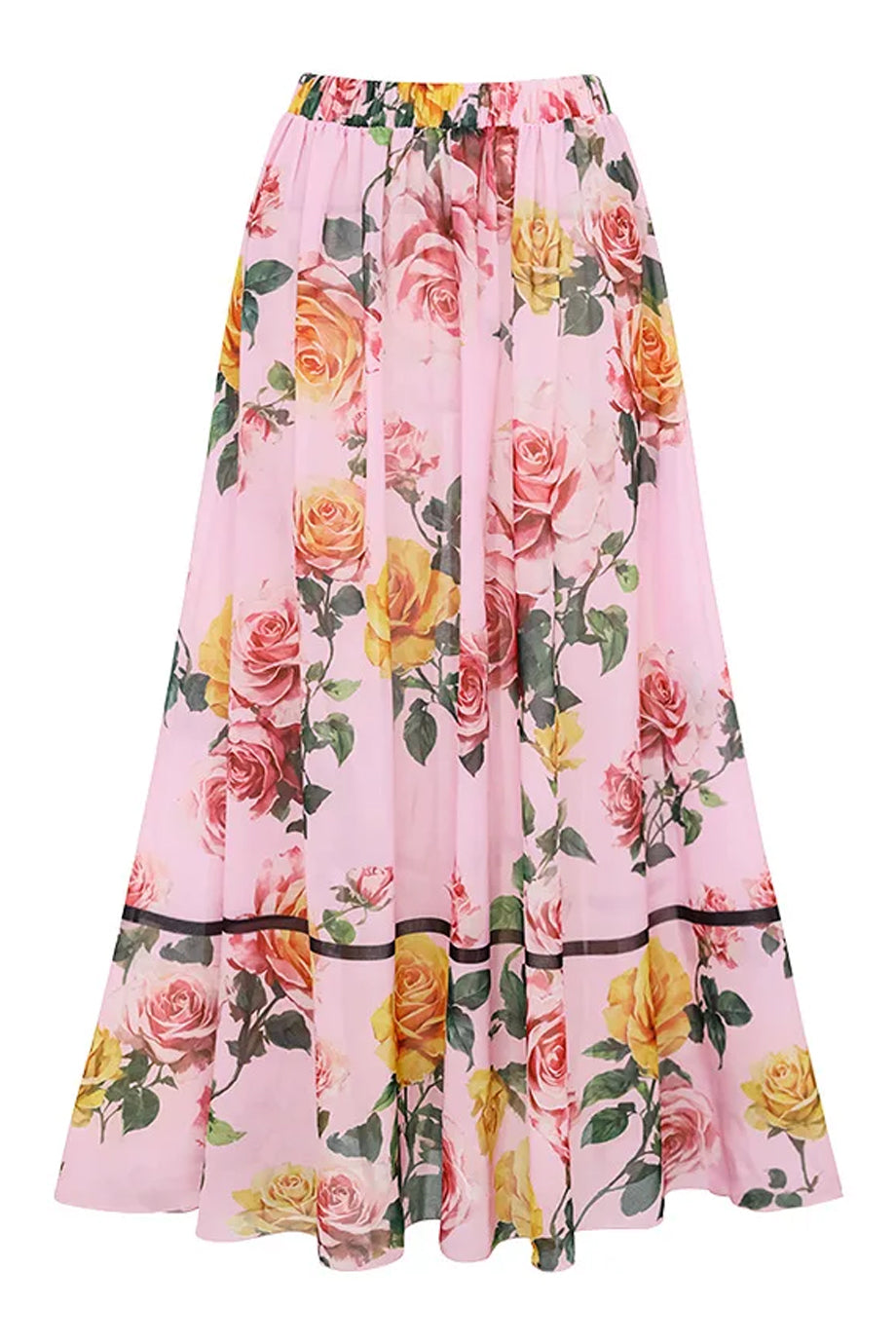 Liore Ροζ Φλοράλ Ολόσωμο Μαγιό με Έναν Ώμο και Φούστα Παρεό Σετ | Μαγιό - Ολόσωμα - Swimwear One Piece | Liore Pink Floral One Shoulder Swimsuit with Pareo Skirt Set