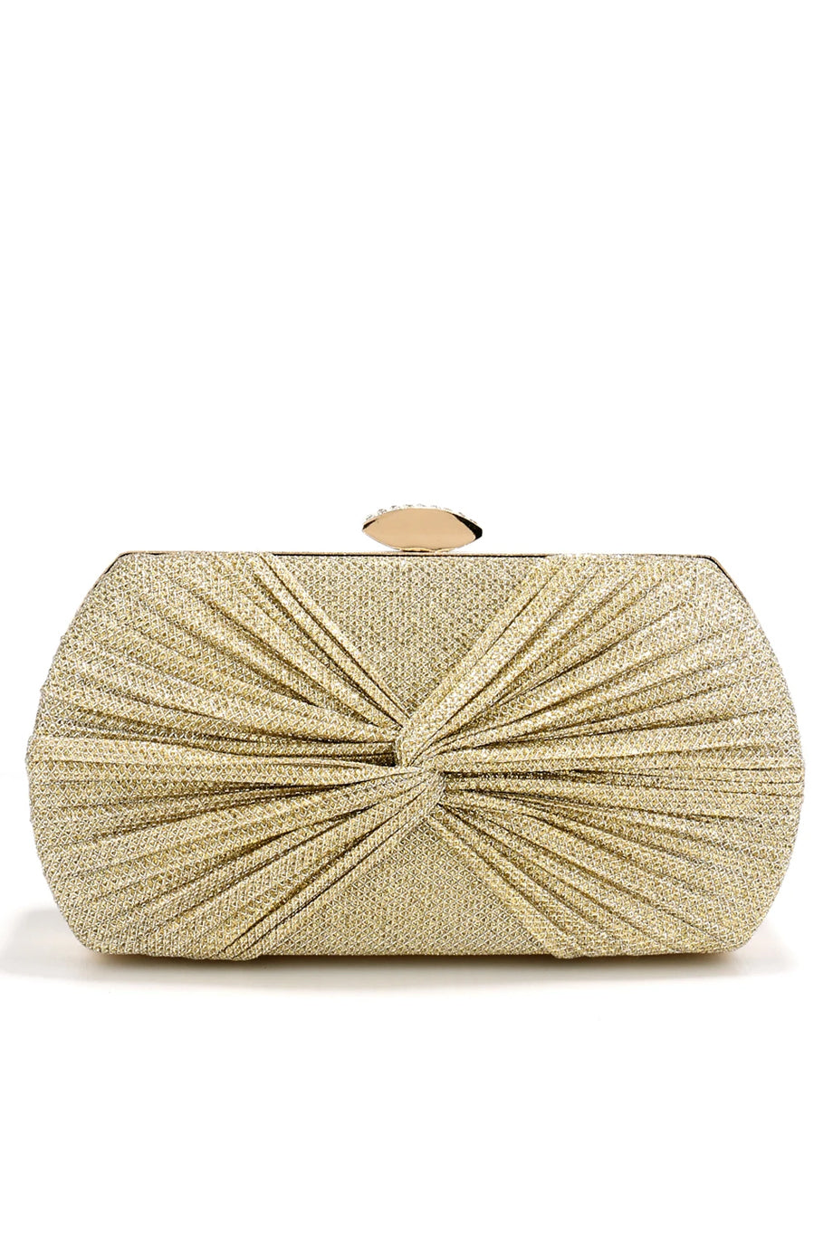 Refreti Χρυσό Τσαντάκι με Πιέτες | Γυναικείες Τσάντες - Βραδινά Τσαντάκια - Clutches | Refreti Gold Pleated Satin Clutch