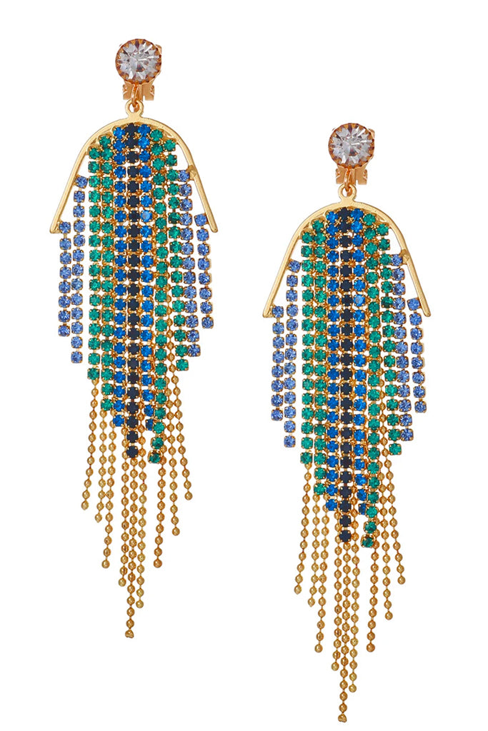 Orecchini Vittoria a Clip con Cristalli e Catene