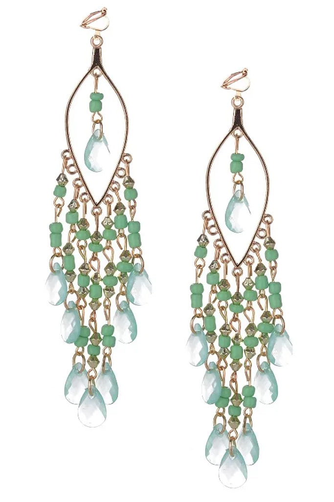 Beltina Βεραμάν Μακριά Σκουλαρίκια με Κλιπ | Σκουλαρίκια - Earrings | Beltina Light Green Chandelier Clip on Earrings
