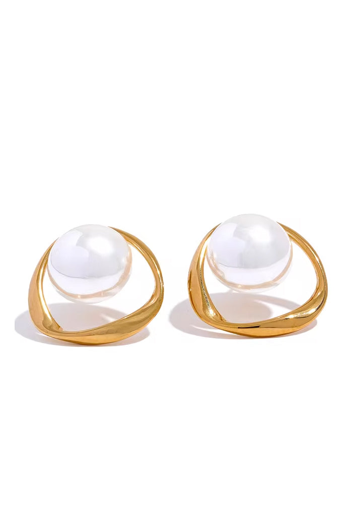 Aries Χρυσά Σκουλαρίκια Κρίκοι με Πέρλες | Κοσμήματα - Σκουλαρίκια - Κρίκοι | Aries Gold Hoop Earrings with Pearls