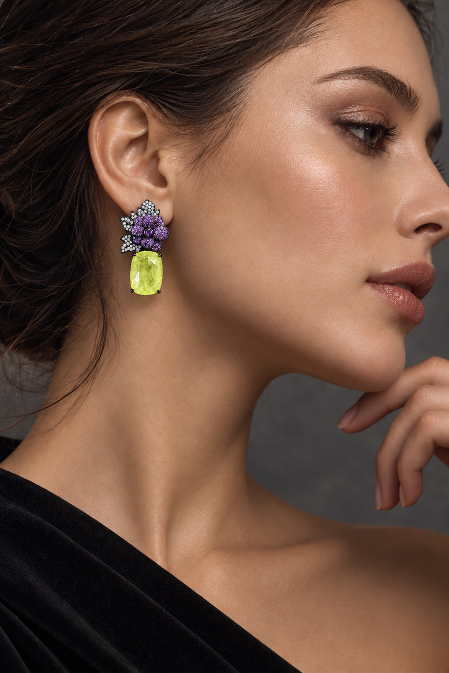 Violet Citron Σκουλαρίκια με Κρύσταλλα | Σκουλαρίκια Earrings | Violet Citron Yellow Crystal Earrings