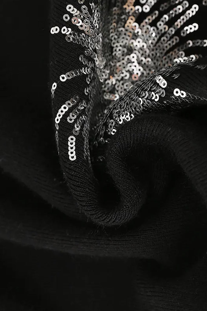 Sacai Μαύρο Πουλόβερ με Παγιέτες | Γυναικεία Ρούχα - Πουλόβερ | Sacai Black Beaded Sweater