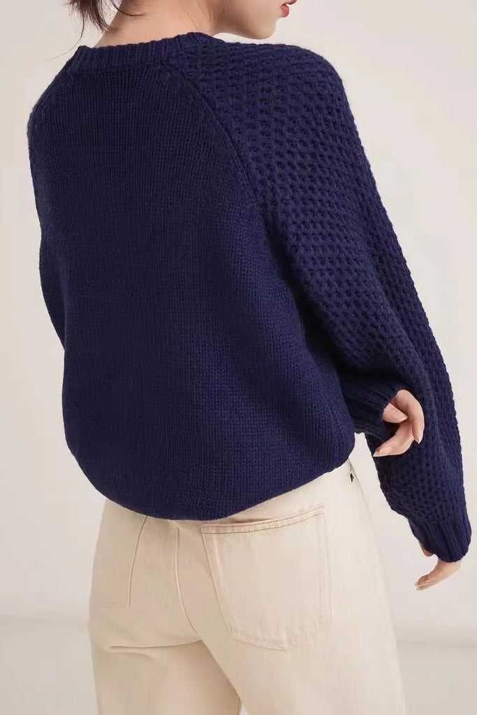 Hanny Μπλε Πλεκτό Πουλόβερ | Γυναικεία Ρούχα - Πουλόβερ Knitwear | Hanny Blue Sweater