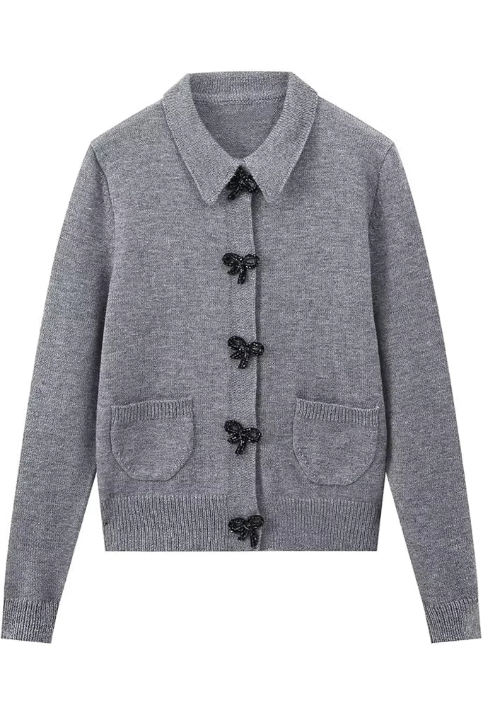 Harriet Γκρι Πλεκτή Ζακέτα | Ζακέτες - Πλεκτά - Knitwear | Harriet Grey Knit Cardigan