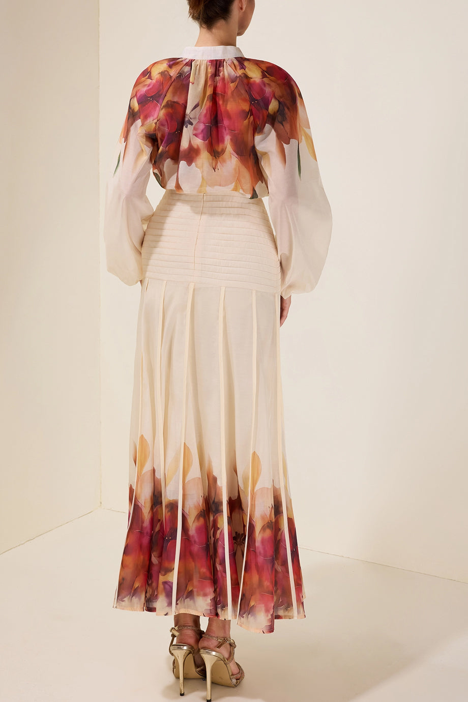 Solange Φλοράλ Σετ με Τοπ και Φούστα | Σετ Ρούχων - Clothing Sets | Solange Set with Top and Satin Skirt