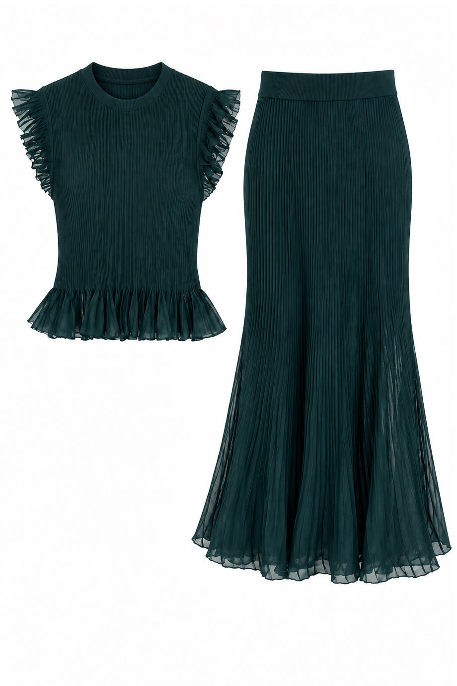 Onyx Cadence Top and Skirt Set with Peplum Details