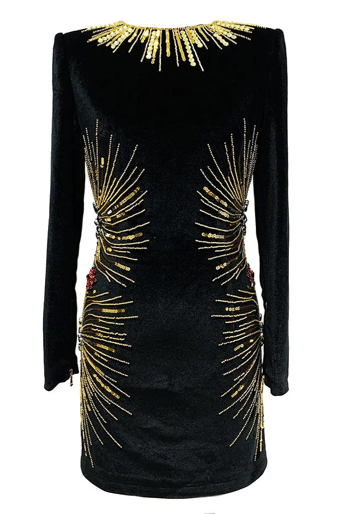 Carmilia Μαύρο Μίνι Φόρεμα με Κεντήματα | Γυναικεία Φορέματα - Βραδινά | Carmilia Black Mini Embelished Dress