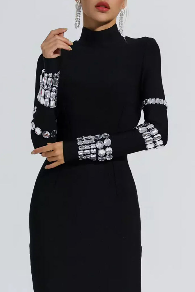 Abito da sera nero Corona con cristalli