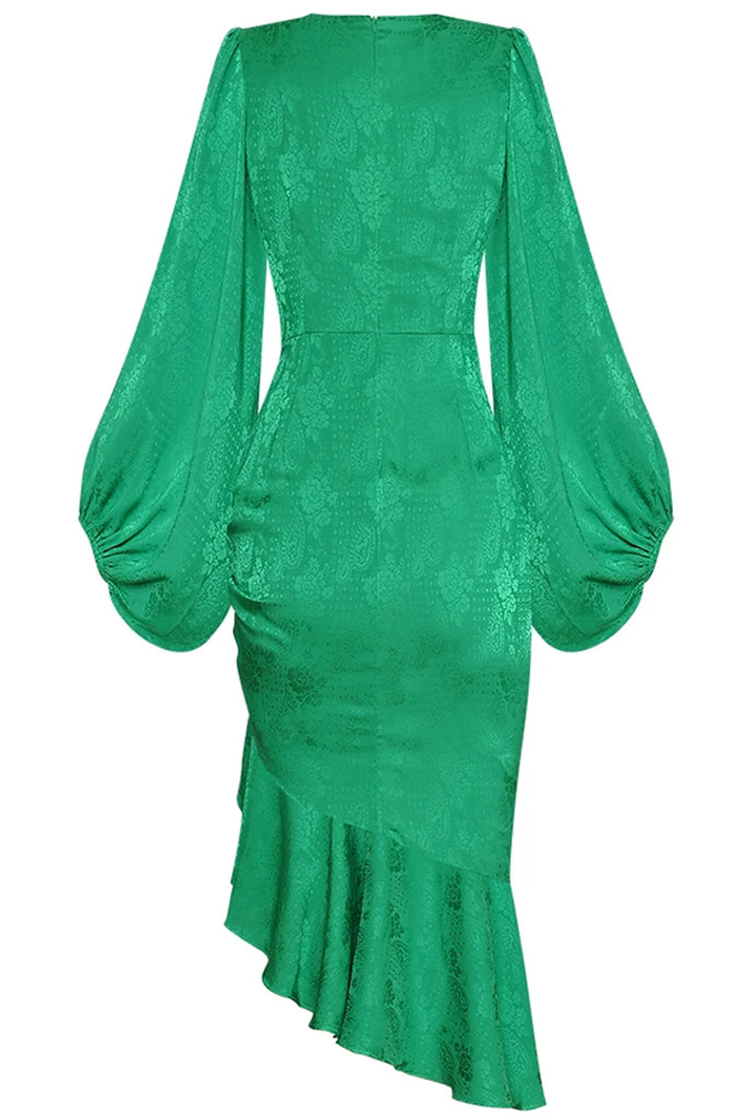 Amarante Green Asymmetric Dress