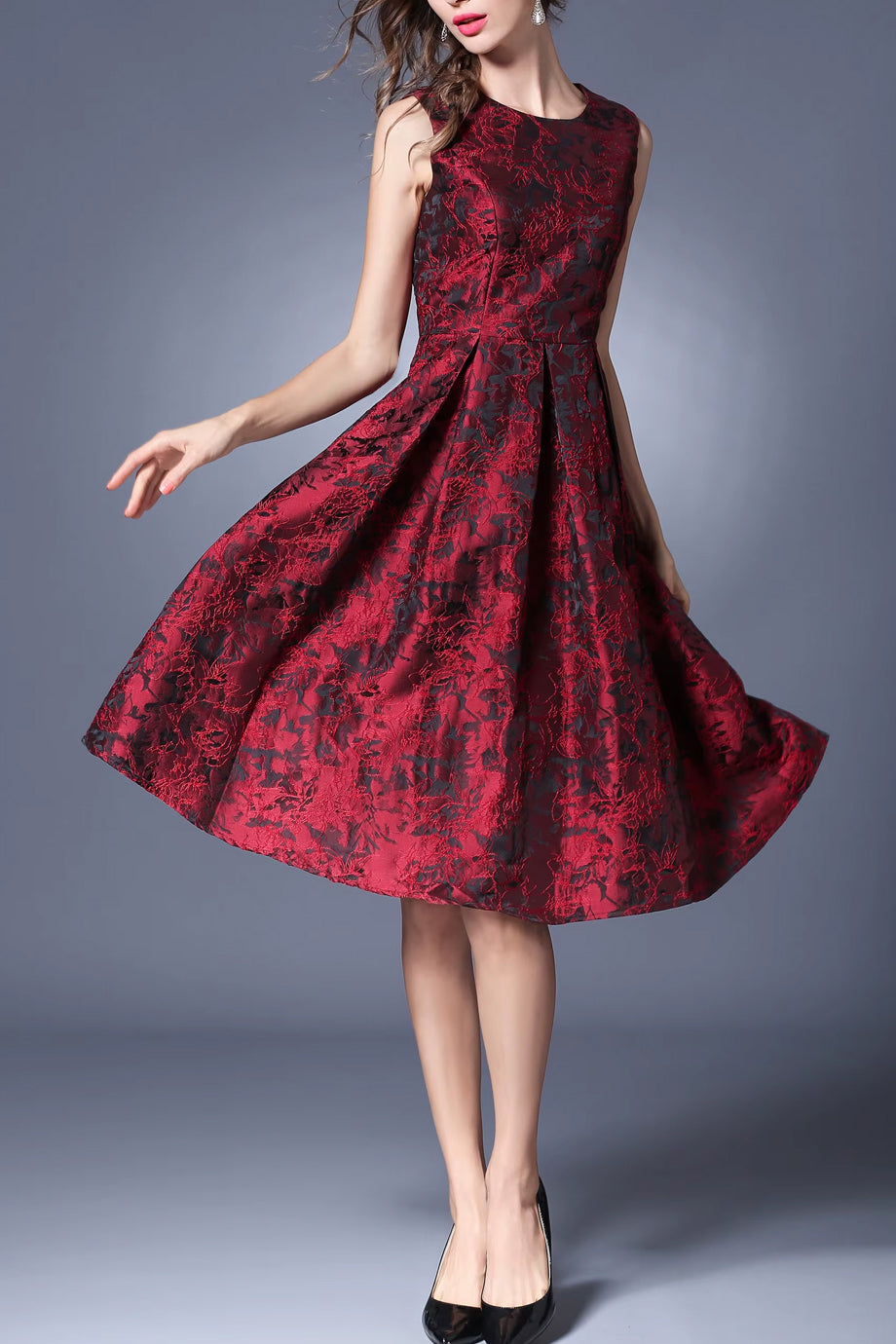 Abito Jackquard floreale verde Rigel