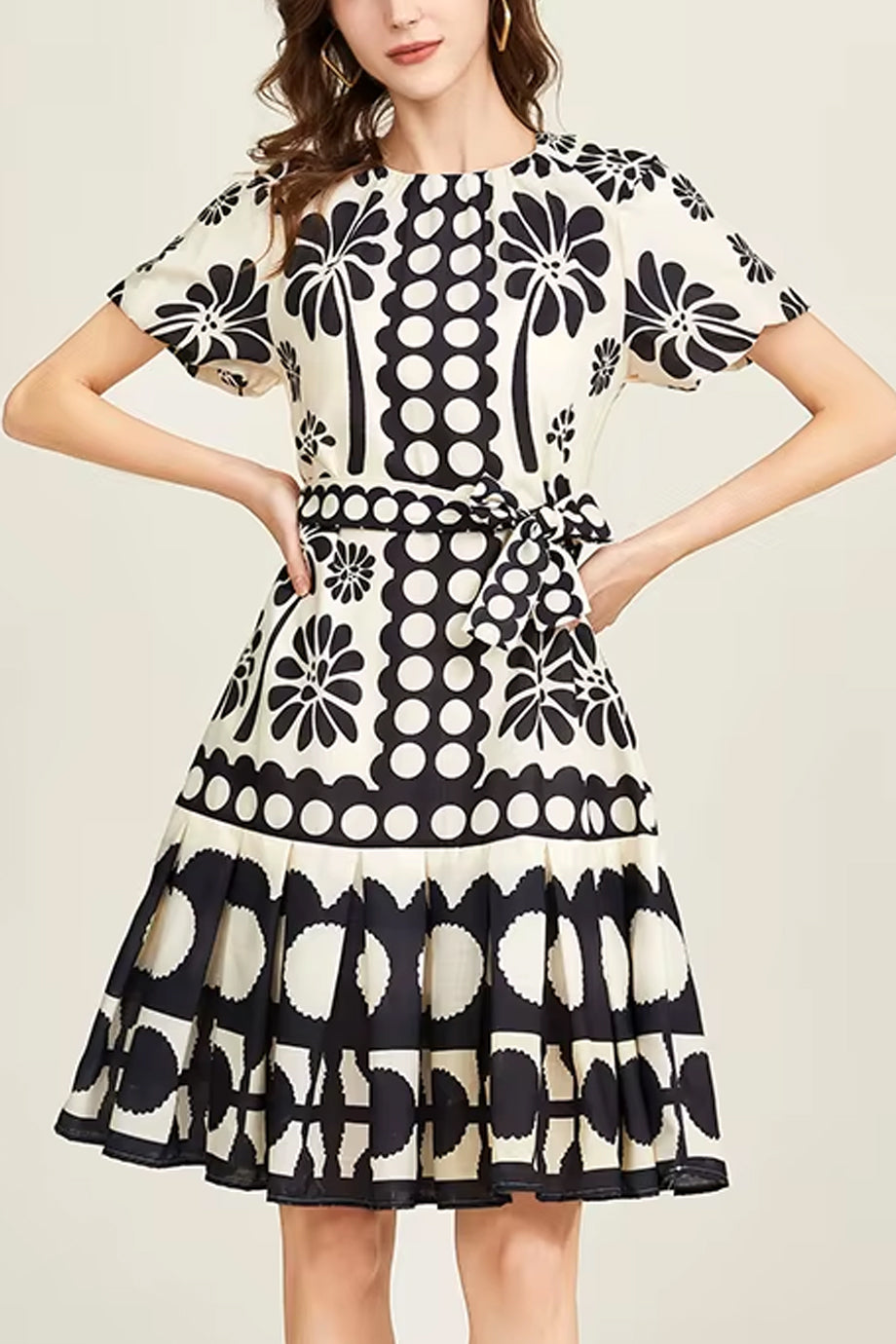 Winifred Εμπριμέ Φόρεμα | Γυναικεία Ρούχα - Φορέματα | Winifred Black White Contrast Printed Dress