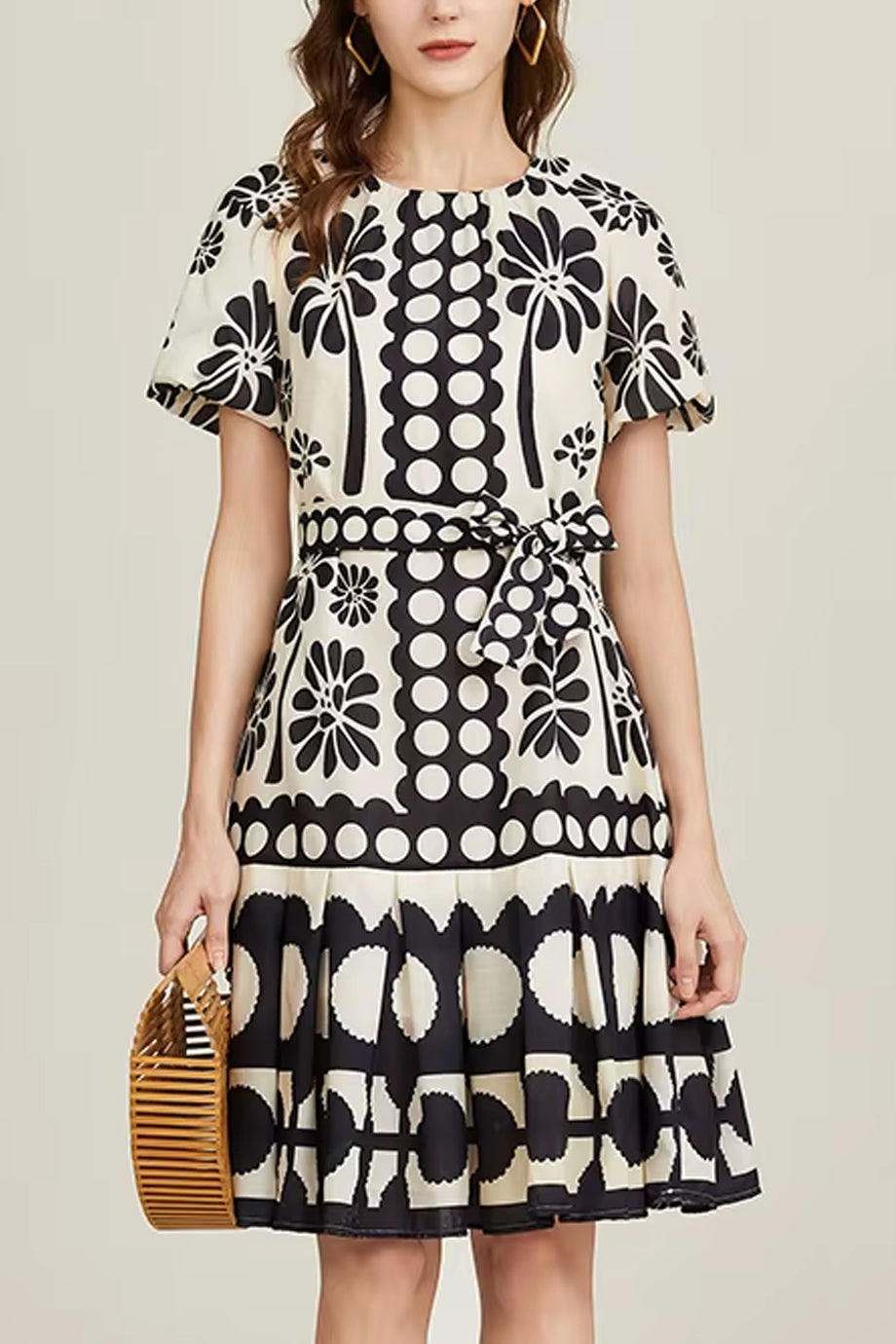 Winifred Εμπριμέ Φόρεμα | Γυναικεία Ρούχα - Φορέματα | Winifred Black White Contrast Printed Dress