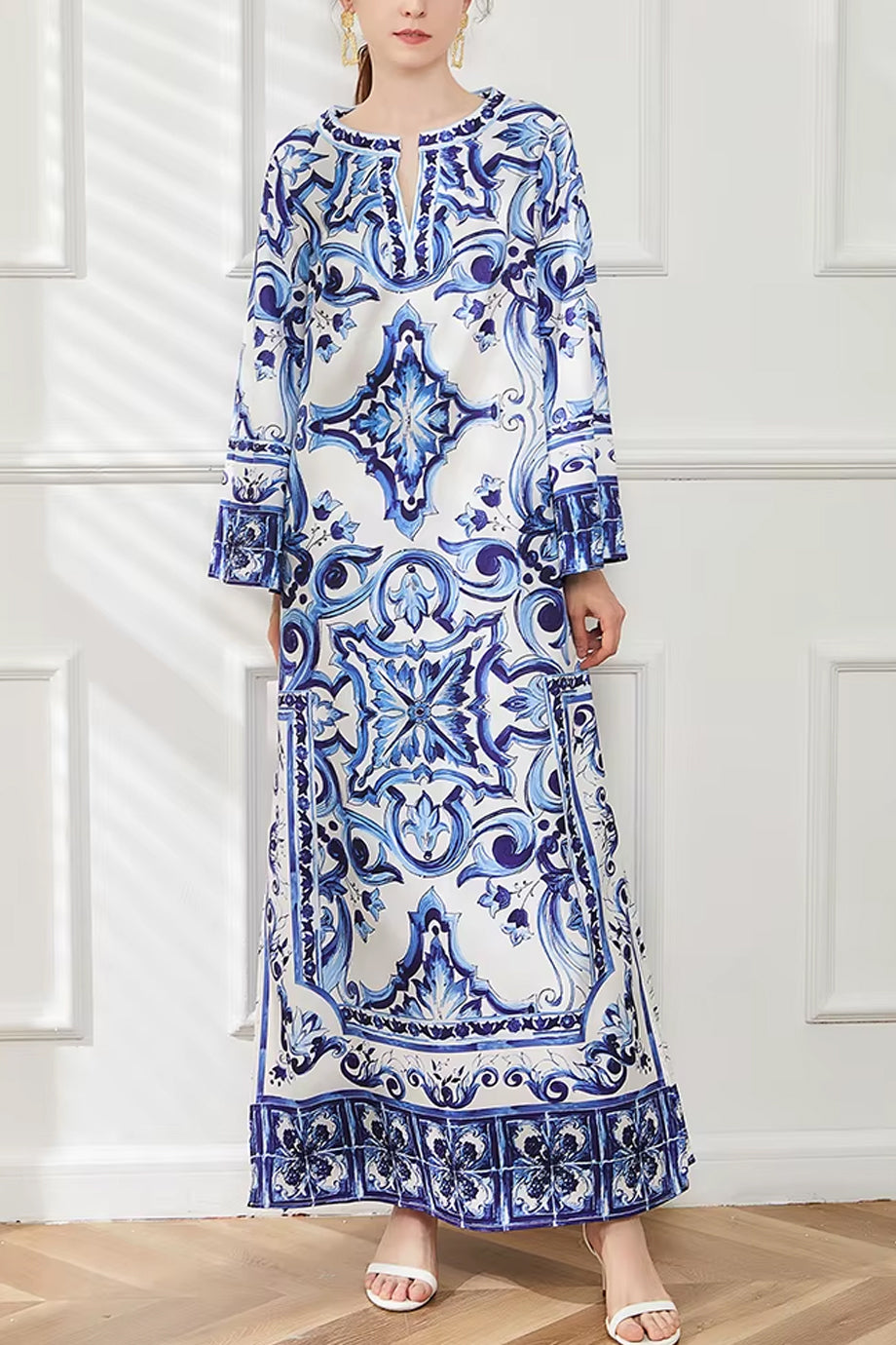 Blue Reef Εμπριμέ Φόρεμα Καφτάνι | Γυναικεία Ρούχα - Beachwear - Loungewear | Blue Reef Maxi Printed Kaftan Dress