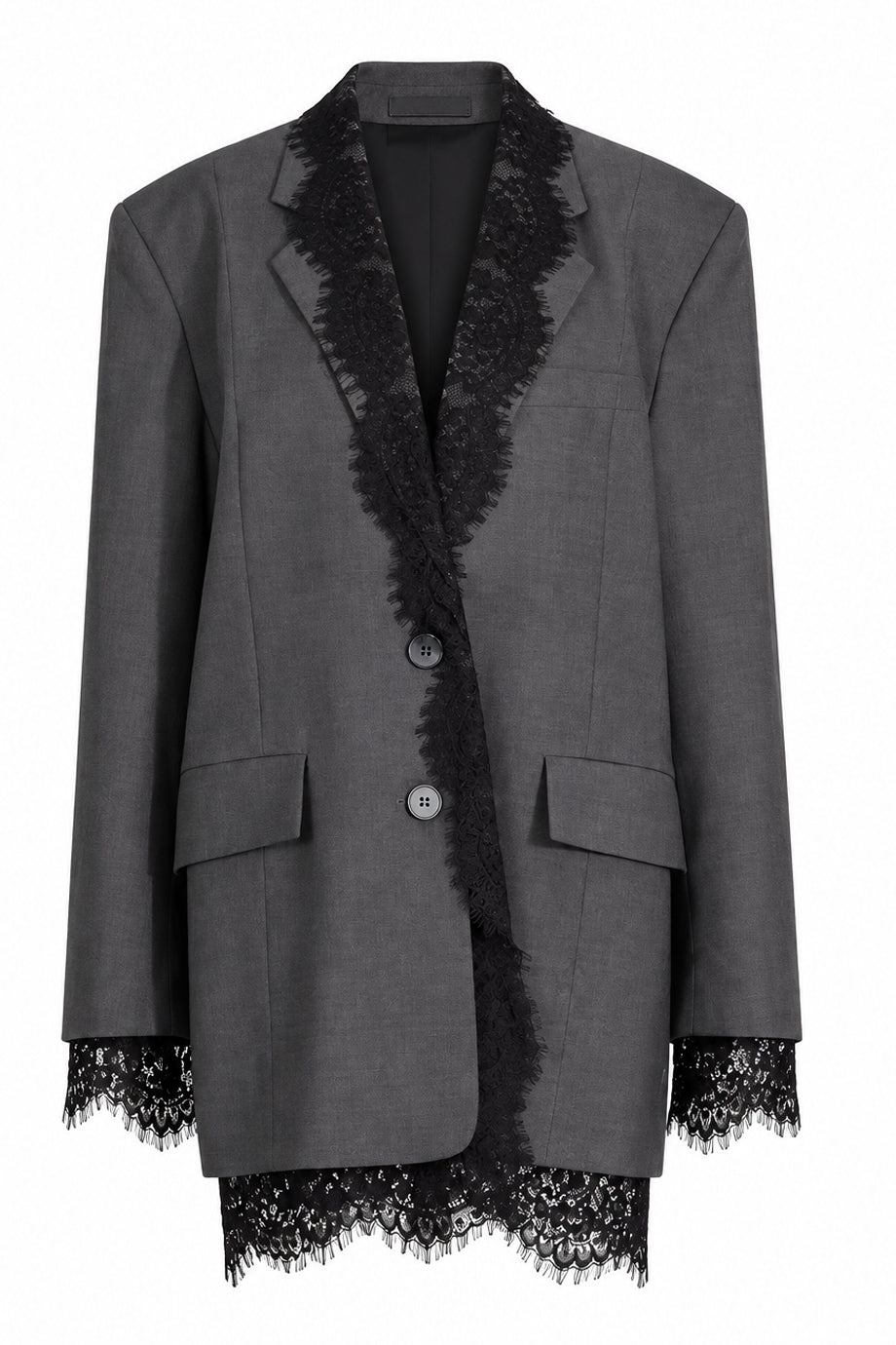 Elodie Grey Jacket with Black Lace