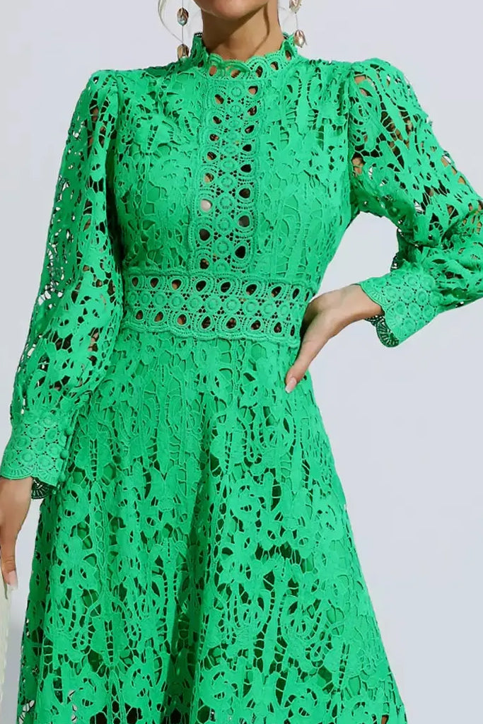 Azurina Emerald Green Lace Dress