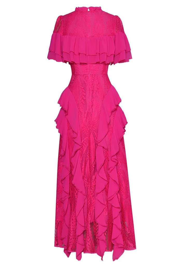Rita Φούξια Μακρύ Φόρεμα με Βολάν | Φορέματα - Dresses | Rita Fuchsia Ruffled Cocktail Dress