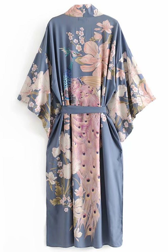 Zenie Γαλάζιο Εμπριμέ Κιμονό | Γυναικεία Ρούχα - Beachwear - Loungewear