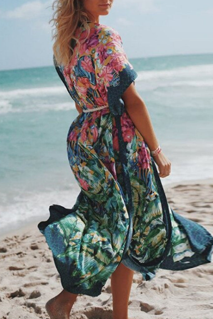 Telina Μπλε Εμπριμέ Κιμονό | Γυναικεία Ρούχα - Beachwear - Loungewear