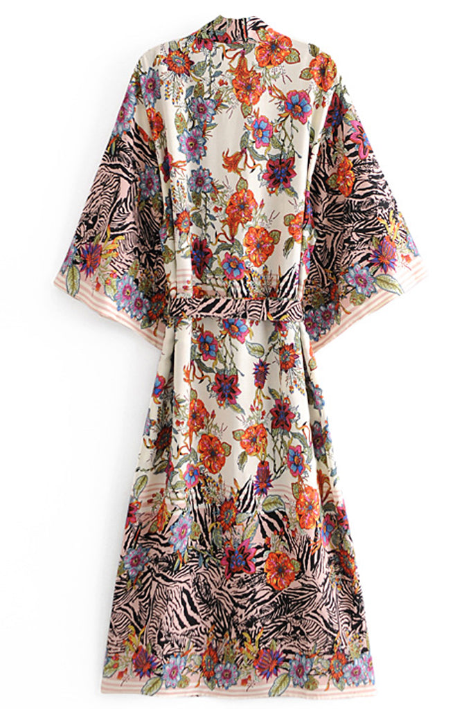 Hymani Πολύχρωμο Εμπριμέ Κιμονό με Animal Print | Γυναικεία Ρούχα - Beachwear - Loungewear
