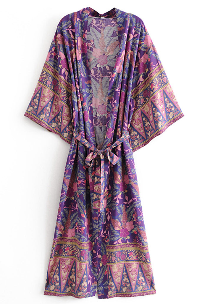 Yubi Μωβ Πολύχρωμο Εμπριμέ Κιμονό | Γυναικεία Ρούχα - Beachwear - Loungewear
