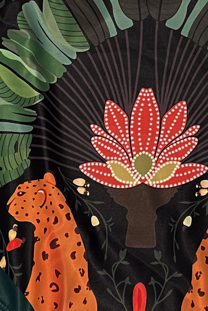 Jungle Πράσινο Εμπριμέ Ολόσωμο Μαγιό με Παρεό - Ολόσωμα - Swimwear | Jungle Green Printed One Piece Swimsuit with Pareo Set