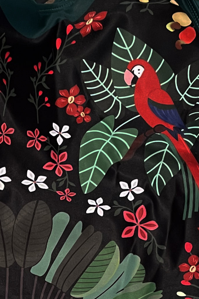 Jungle Πράσινο Εμπριμέ Ολόσωμο Μαγιό με Παρεό - Ολόσωμα - Swimwear | Jungle Green Printed One Piece Swimsuit with Pareo Set