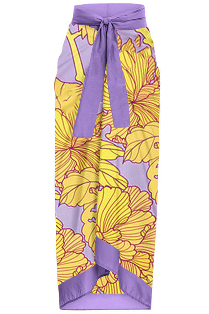 Panky Πολύχρωμο Εμπριμέ Ολόσωμο Μαγιό με Παρεό | Γυναικεία Μαγιό Παρεό - Ολόσωμα - Swimwear | Panky Multicolor Printed One Piece Swimsuit with Pareo Set