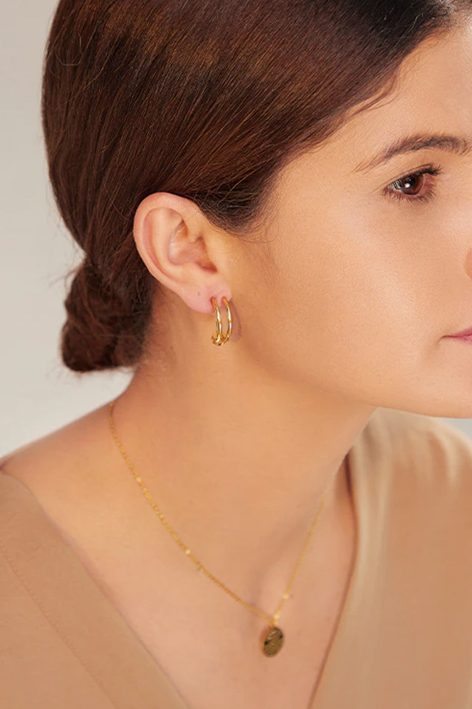 Orecchini a doppio cerchio in oro Double Up