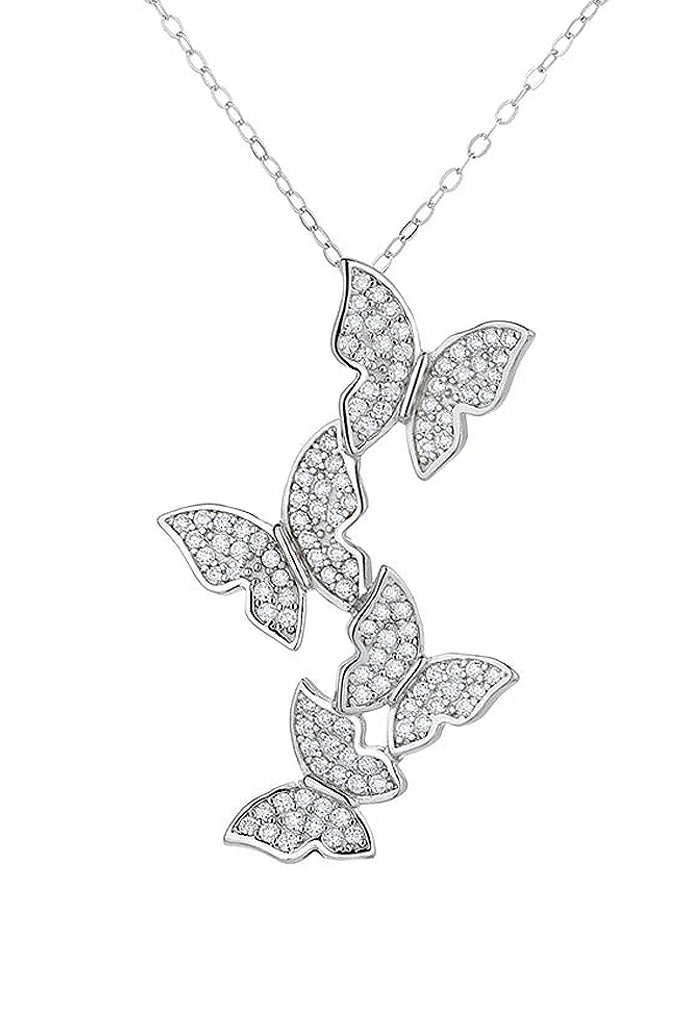 Little Butterflies Ασημί Μενταγιόν με Κρύσταλλα | Κοσμήματα - Μενταγιόν