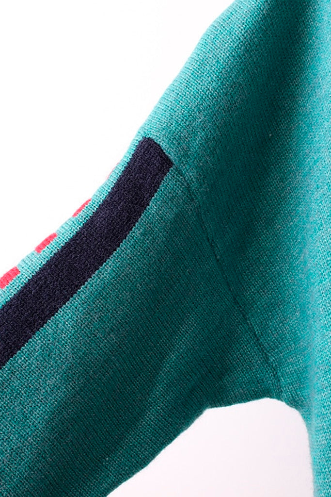 Luigy Γαλάζιο Πολύχρωμο Oversized Πουλόβερ | Γυναικεία Ρούχα - Πουλόβερ