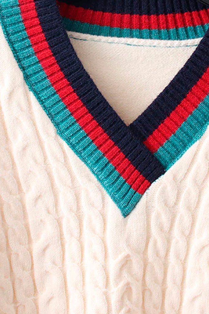 Luigy Λευκό Πολύχρωμο Oversized Πουλόβερ | Γυναικεία Ρούχα - Πουλόβερ