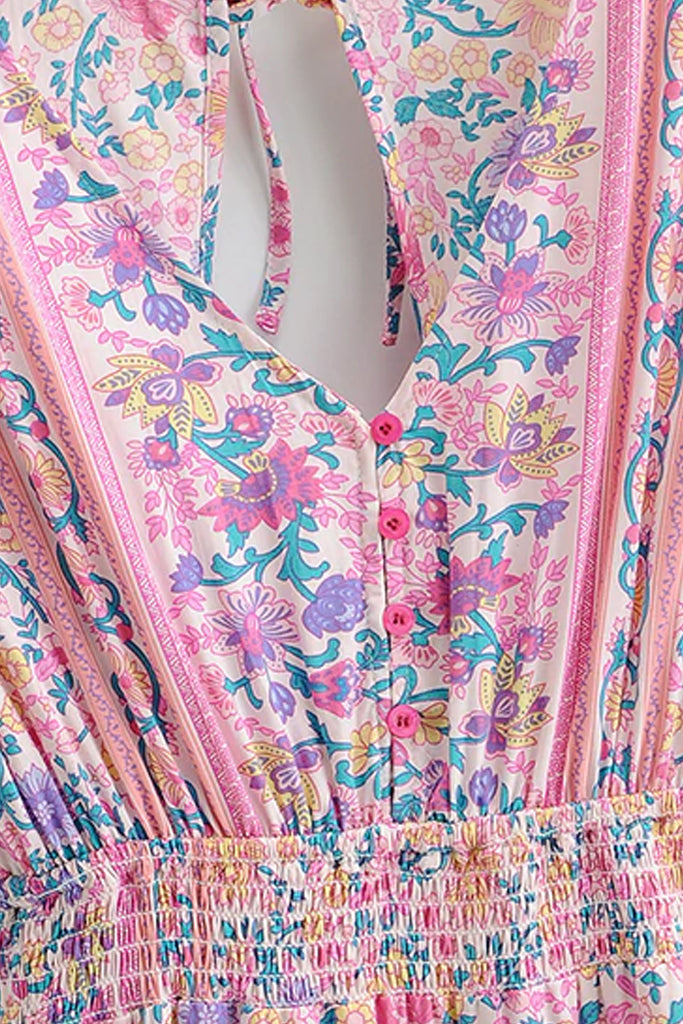 Frelia Ροζ Εμπριμέ Ασύμμετρο Φλοράλ Φόρεμα | Γυναικεία Ρούχα - Φορέματα