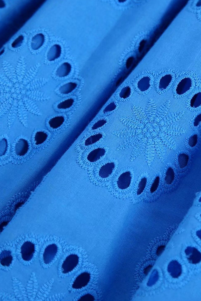 Glora Μπλε Φόρεμα με Διάτρητα Σχέδια | Γυναικεία Ρούχα - Φορέματα