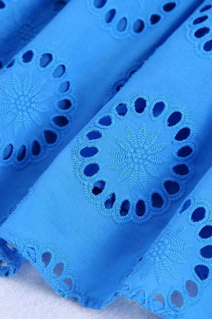 Glora Μπλε Φόρεμα με Διάτρητα Σχέδια | Γυναικεία Ρούχα - Φορέματα