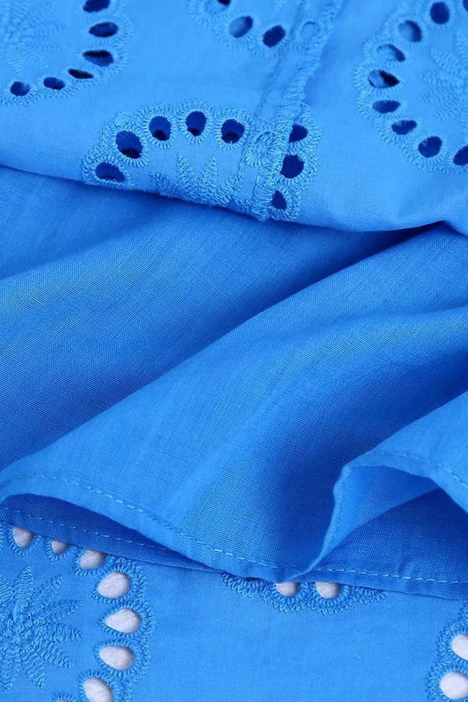 Glora Μπλε Φόρεμα με Διάτρητα Σχέδια | Γυναικεία Ρούχα - Φορέματα