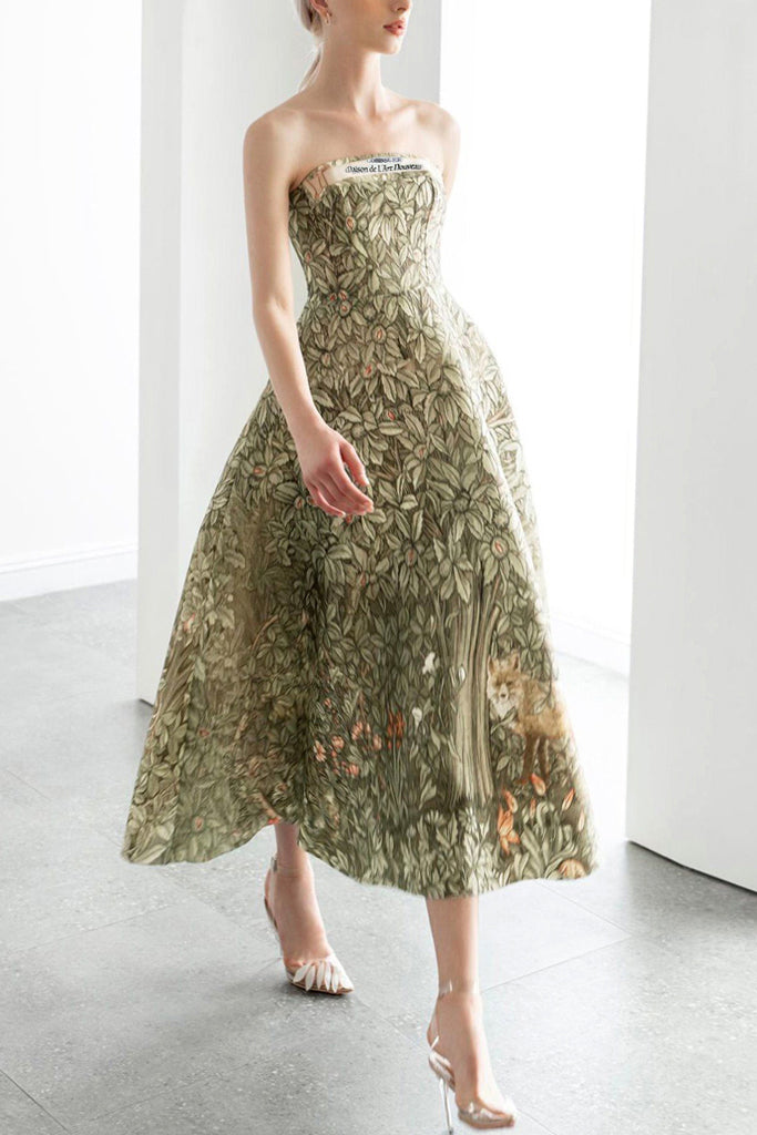Maison De L'Art Nouveau Εμπριμέ Φόρεμα | Γυναικεία Ρούχα - Φορέματα - Βραδινά Maison De L'Art Nouveau Green Printed Sleeveless Dress
