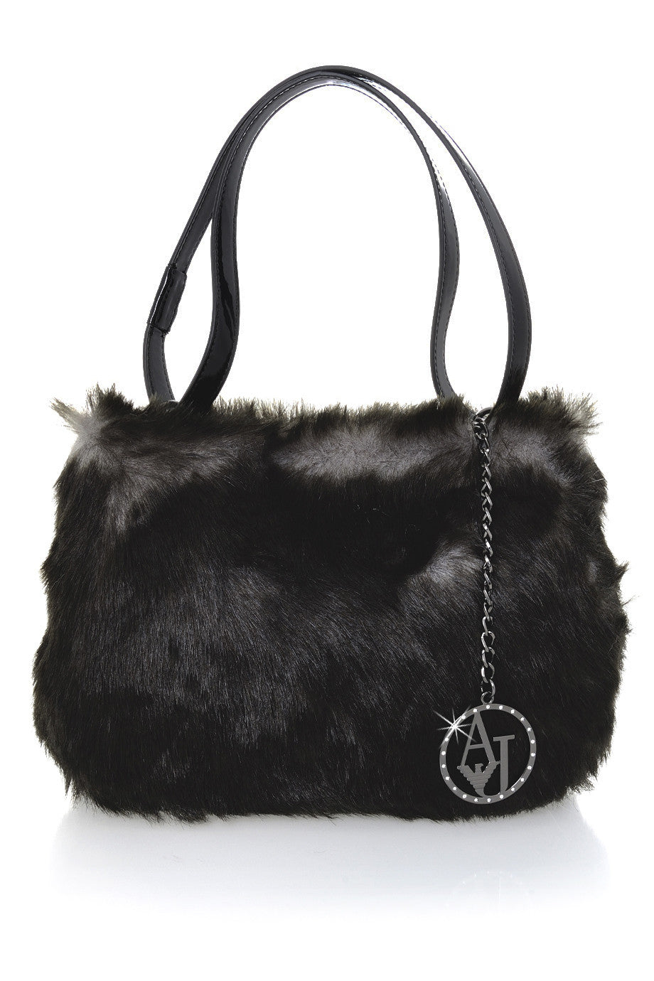 Giuditta Gray Black Fur Shoulder Bag