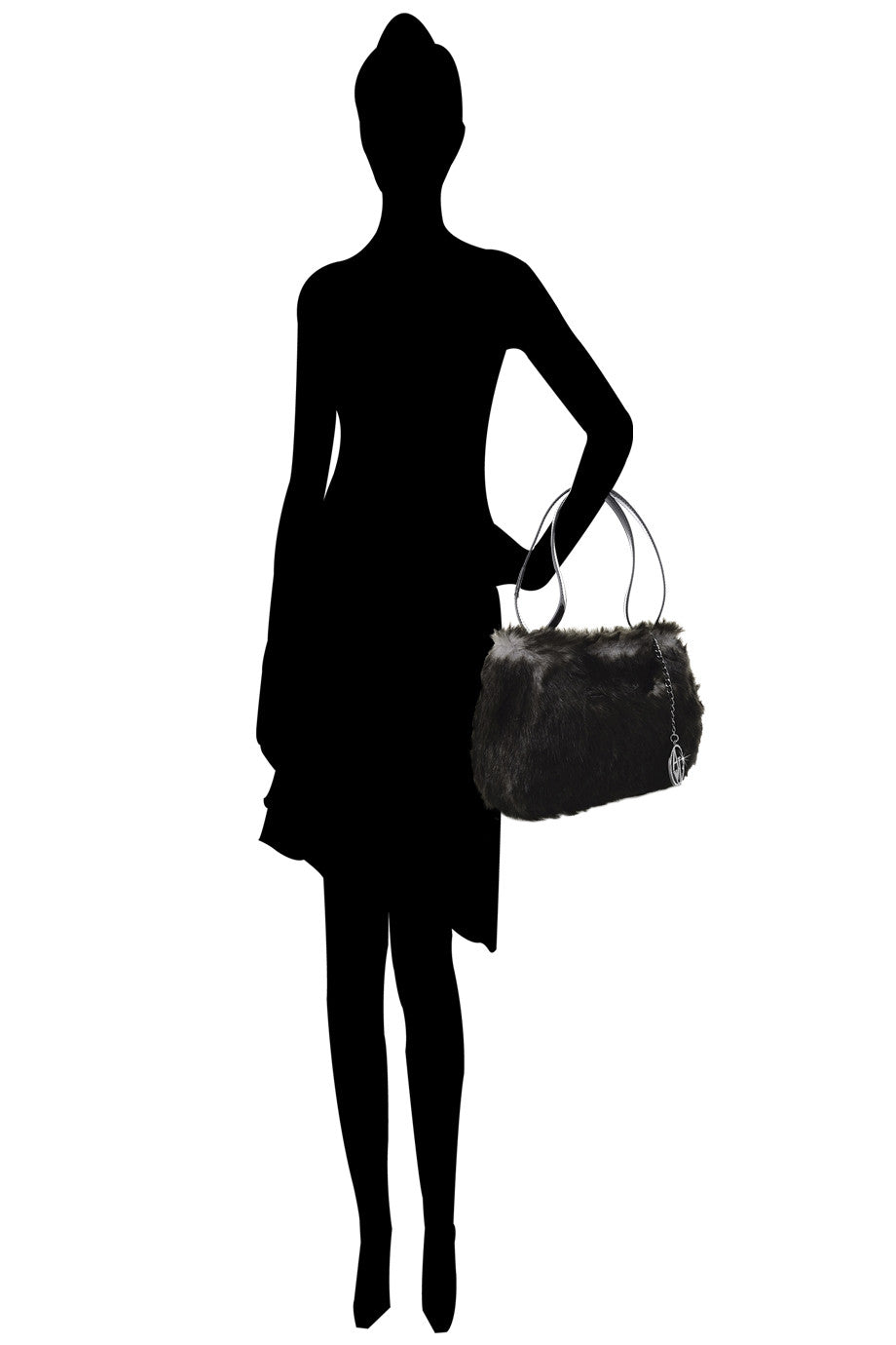 Giuditta Gray Black Fur Shoulder Bag