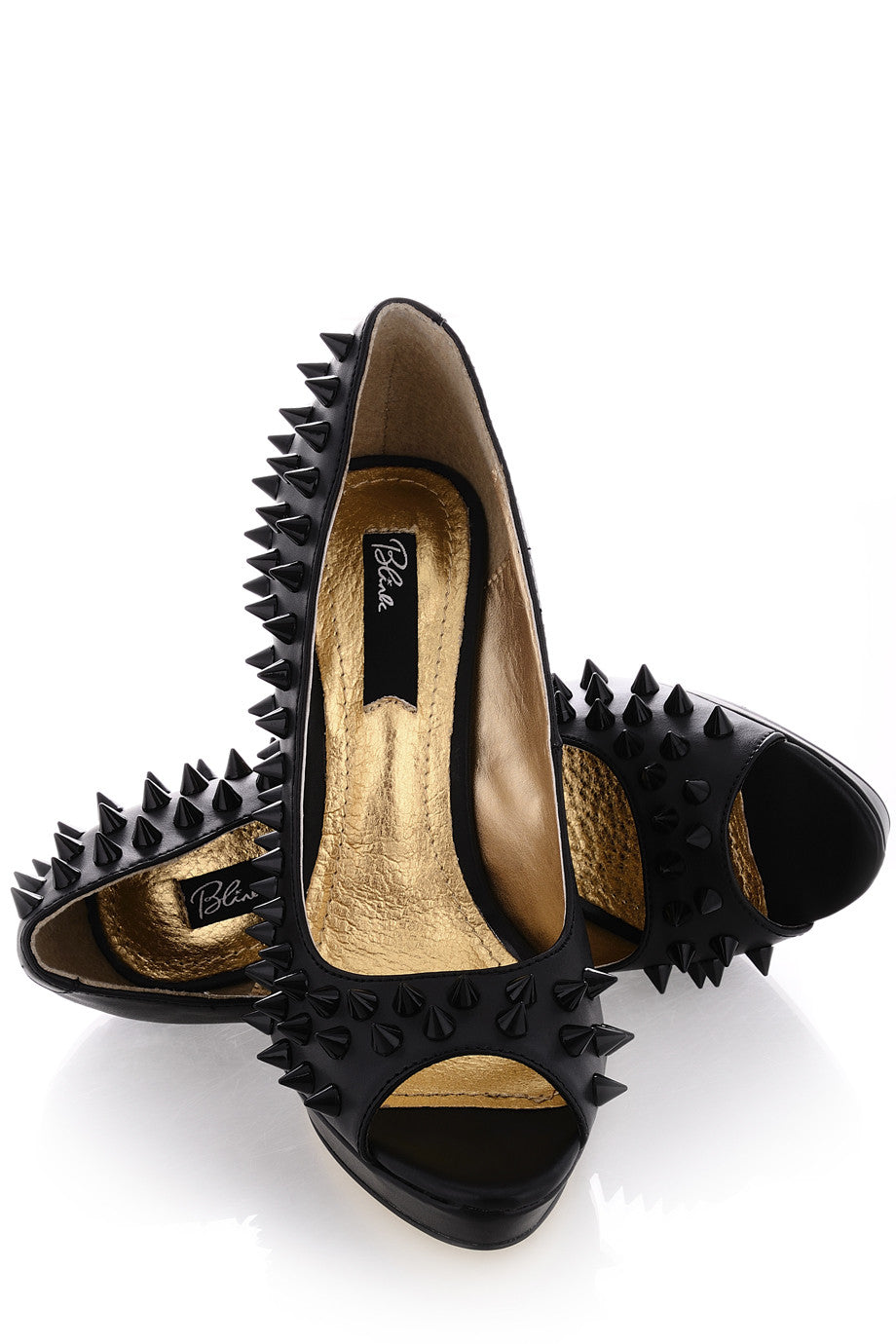 Μαύρα Peep Toes με Καρφιά - Blink | Γυναικεία Παπούτσια