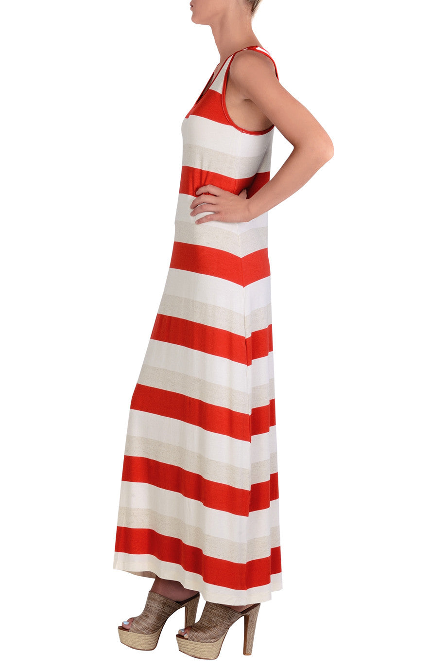 Κόκκινο Μπεζ Μάξι Φόρεμα | Φορέματα - Carlos Miele