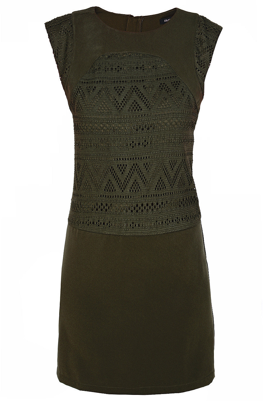 Χακί Φόρεμα με Διάτρητα Σχέδια | Φορέματα - C Block