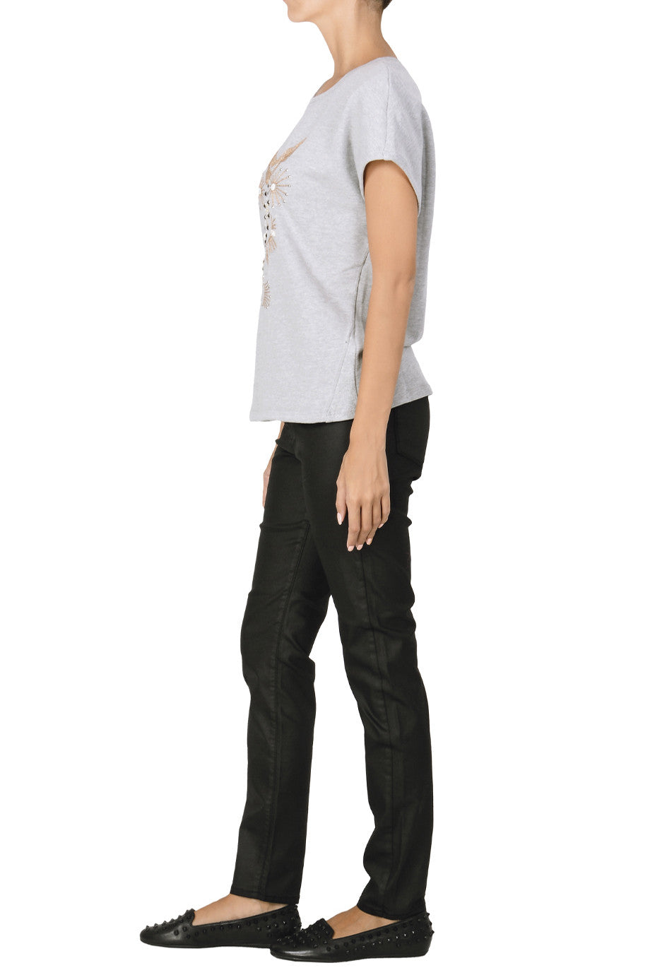 Γκρι Μπλούζα με Σχέδια | Γυναικεία Ρούχα