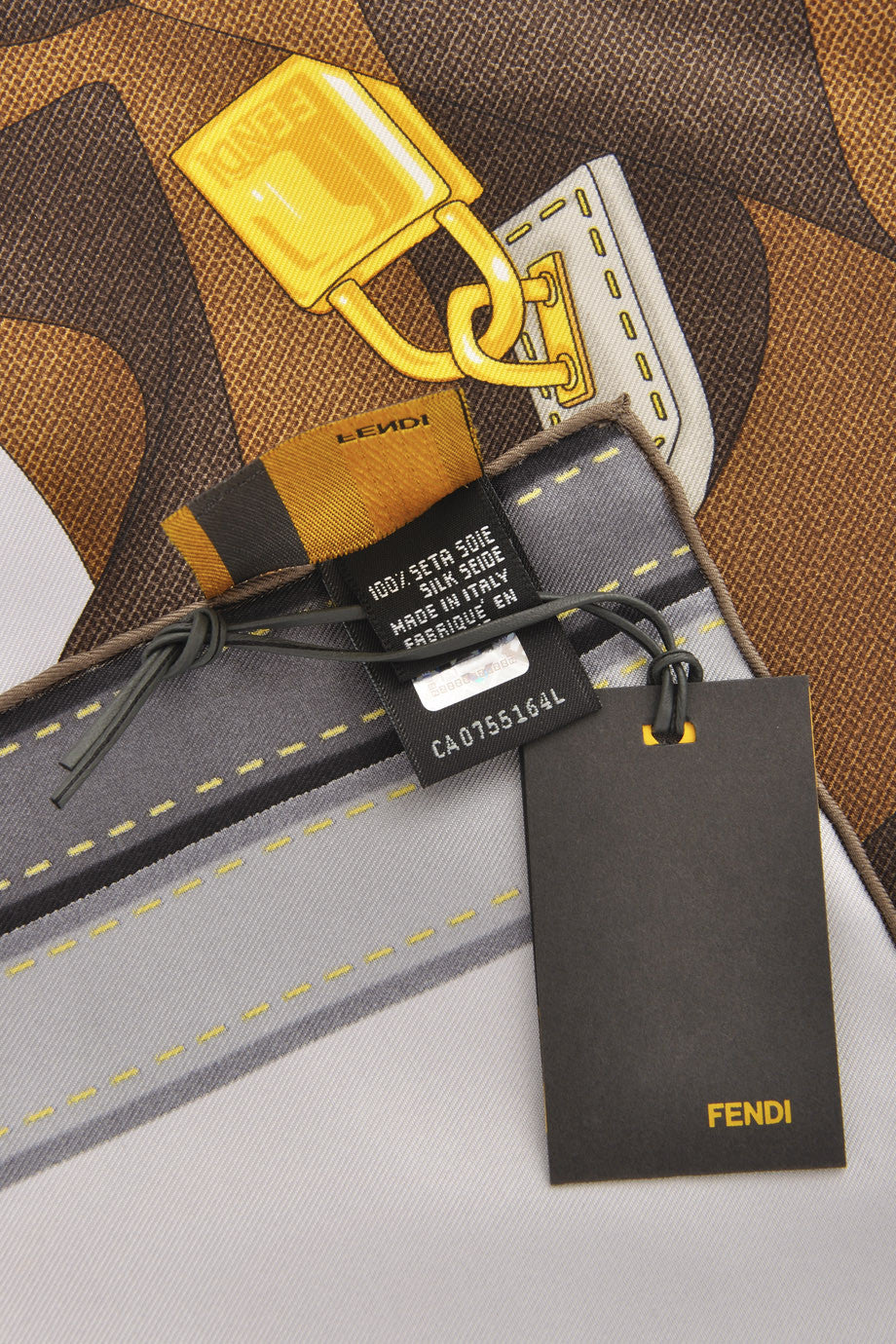 TWO BAGS Gray Silk Scarf with Patterns