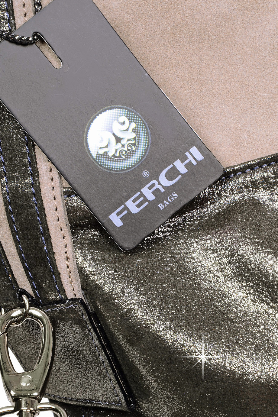 LUINA Dark Charcoal Metallic Shoulder Bag