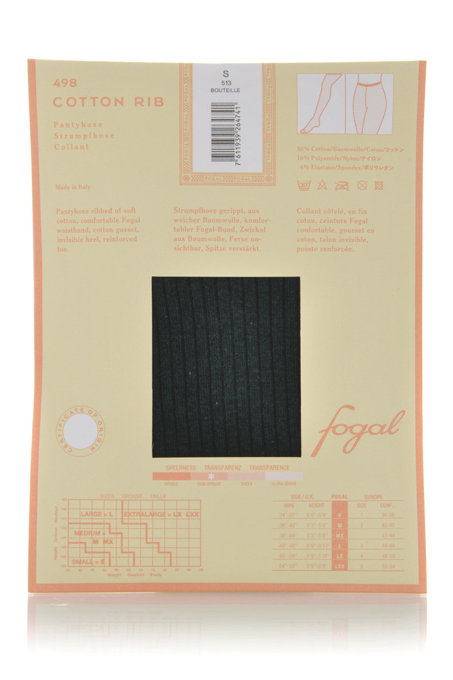 FOGAL 498 COTTON RIB 120 Brown Striped Tights